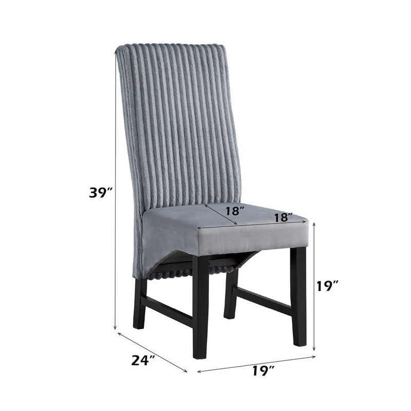 Kini - Side Chair (Set of 2) - Gray Corduroy & Black Finish