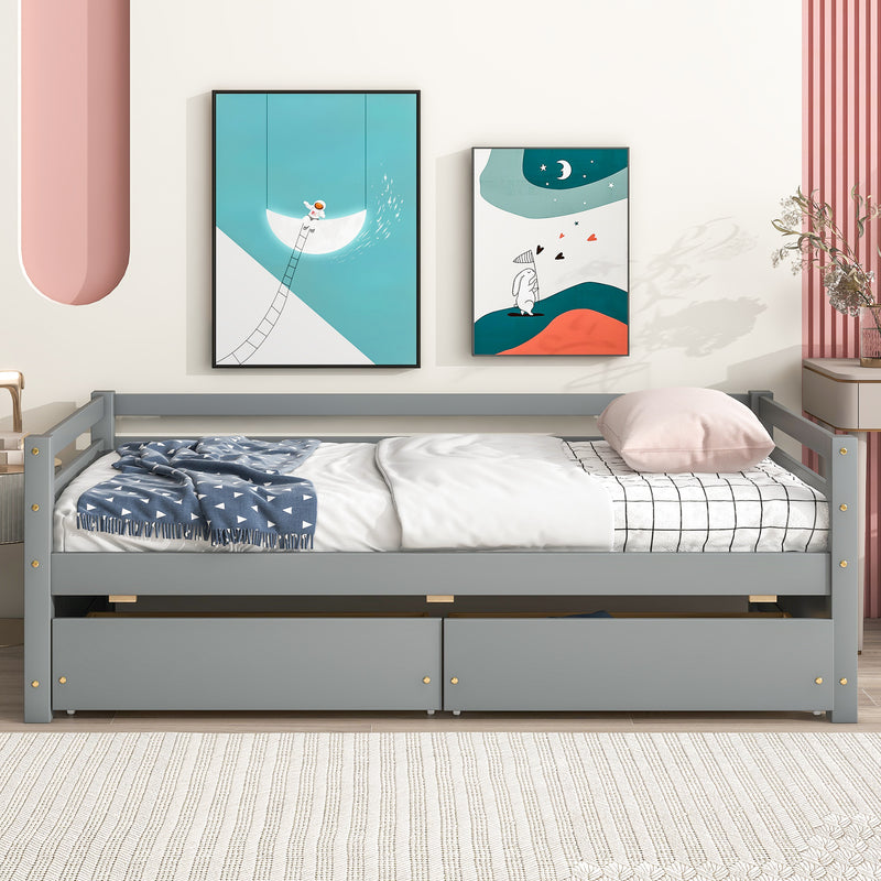 Daybed with two Storage Drawers ,Grey(New SKU:W504P148560)