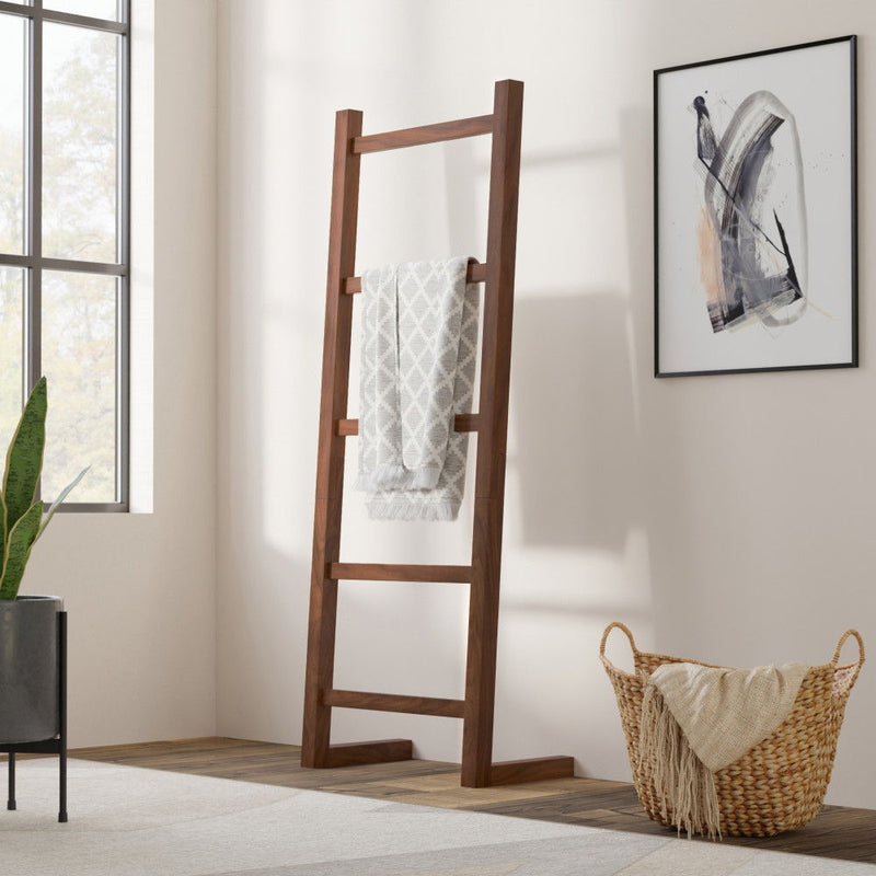 Bray - Bath Towel And Blanket Ladder Shelf - Natural Walnut