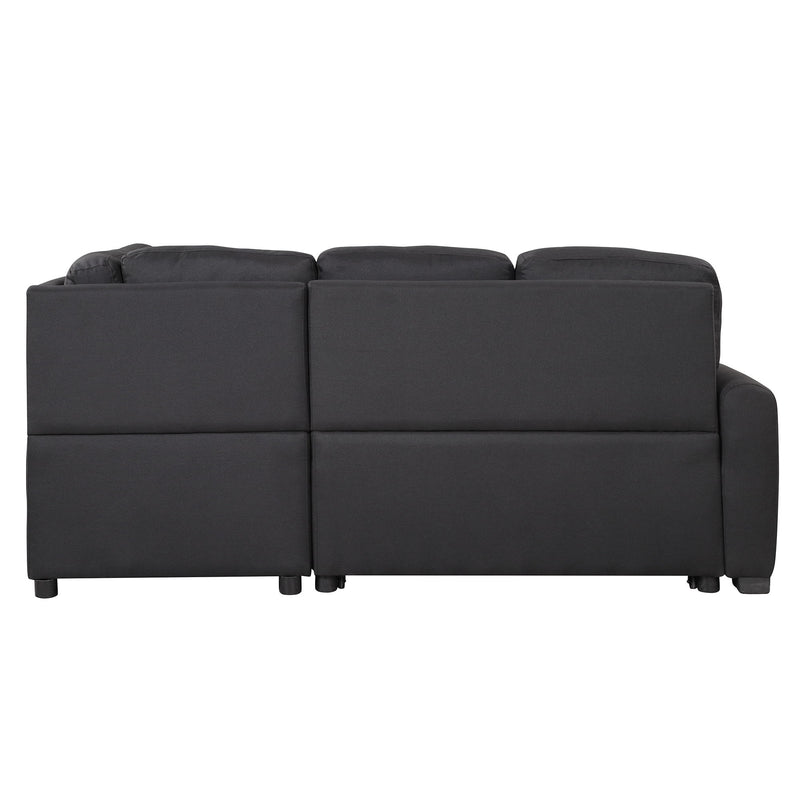 Sectional Sleeper Sofa With USB Charging Port And Plug Outlet, Pull-Out Sofa Bed With 3 Pillows, L-Shape Chaise For Living Room Small Apartment