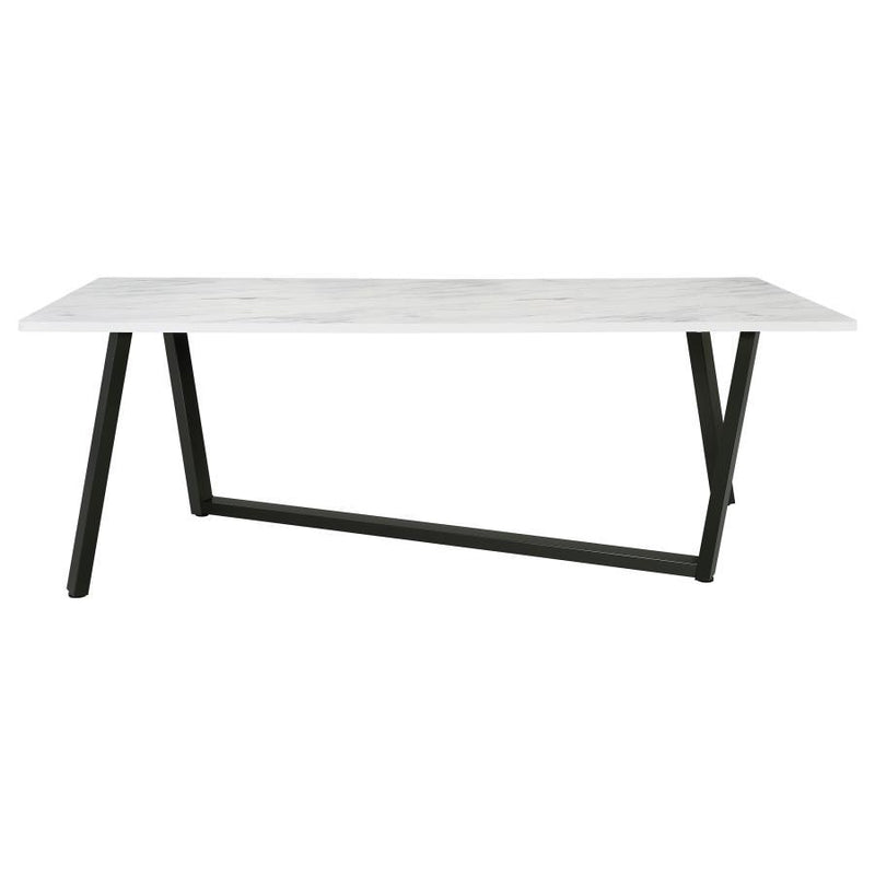 Mayer - Rectangular Faux Marble Dining Table - White - Atlantic Fine Furniture Inc