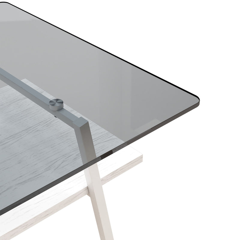 Rectangle Coffee Table, Tempered Glass Tabletop With Metal Legs