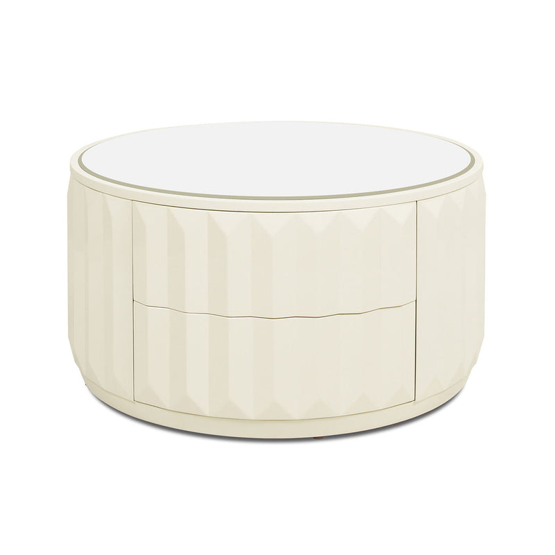 Facino - Round Storage Coffee Table - White Birch