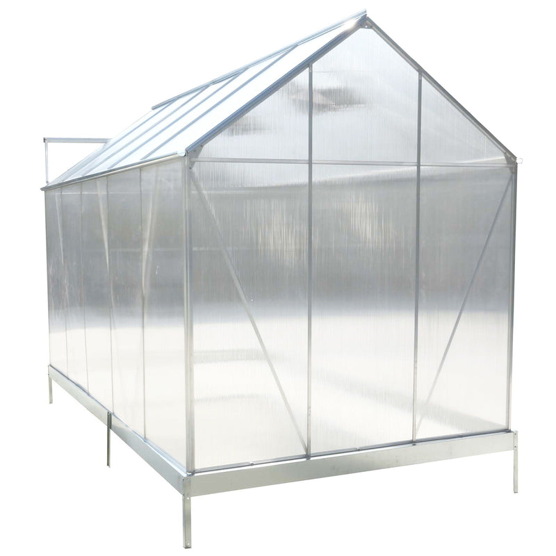 Polycarbonate Greenhouse, Heavy Duty Outdoor Aluminum Walk-In Green House Kit With Rain Gutter, Vent And Door For Backyard Garden