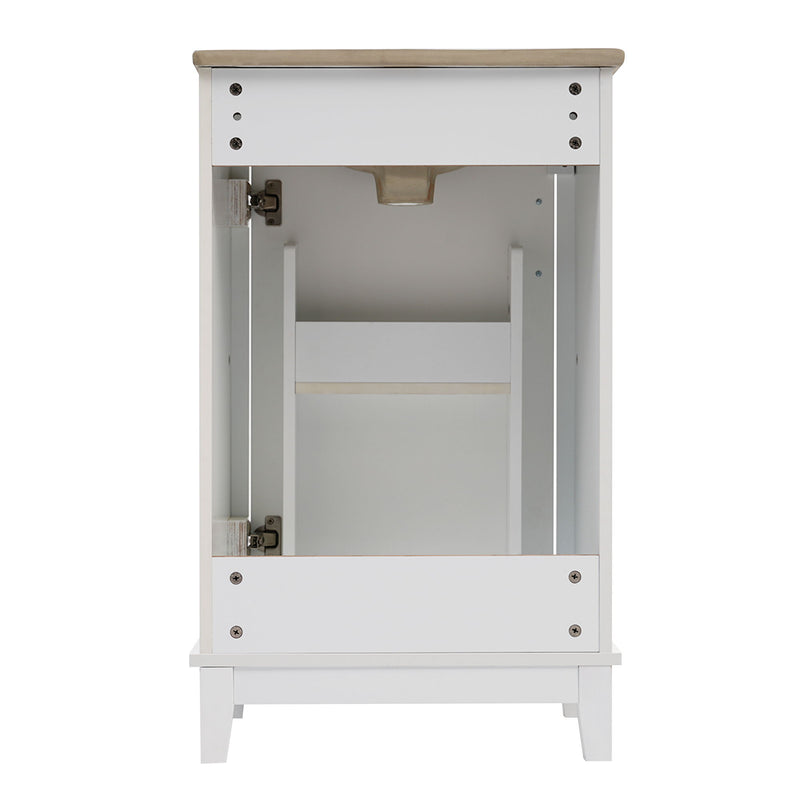 Modern Small Bathroom Vanity Cabinet With Ceramic Basin, Ample Storage, 1 Soft Close Door