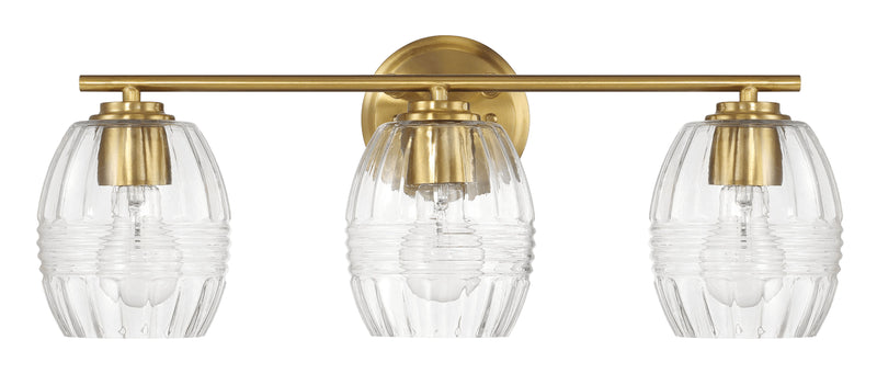 Luster - 3 Lights Vanity With Clear For Bathrooms Above Mirror Wall Lamp Satin - Clear / Gold