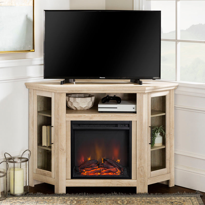 Classic Glass Door Fireplace TV Stand For Tvs Up To 55"