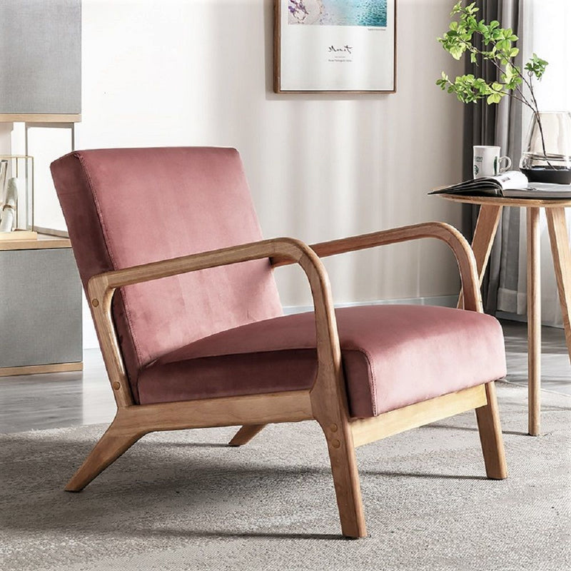 Classic Mid-Century Modern Accent Chairs, Open Framed Armchair With Cushioning