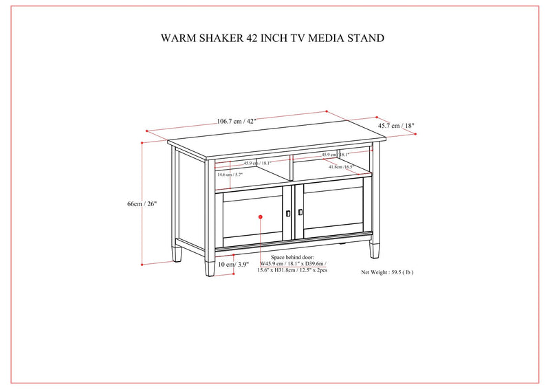 Warm Shaker - TV Media Stand Handcrafted - Brown