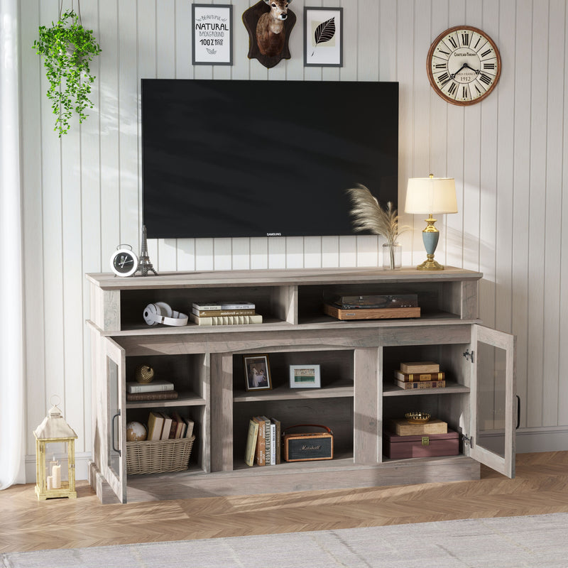 58.27" TV Stand With Storage Cabinet And Shelves, TV Console Table Entertainment Center For Living Room, Bedroom - Gray