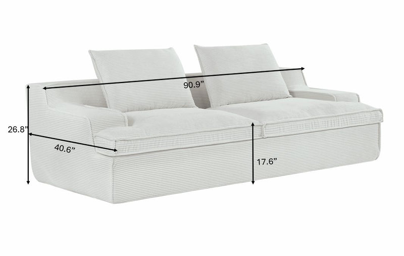 Nimbus - Oversized Full Foam 4 Seater Couch For Living Room Upholstered In Soft Corduroy, Wide Armrests