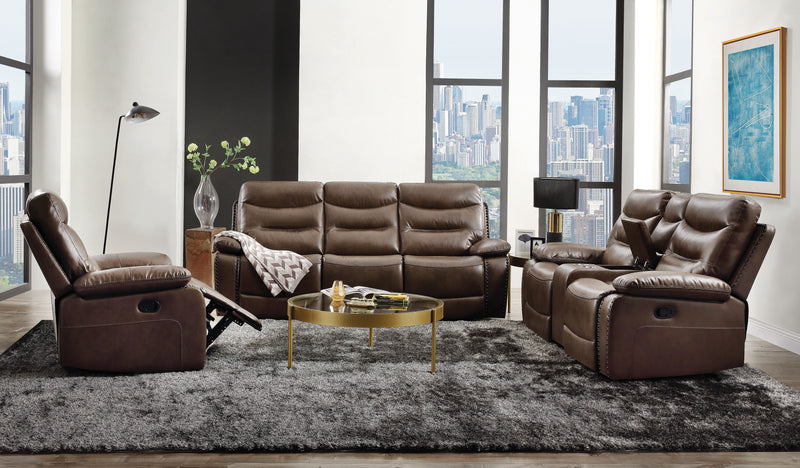 Aashi - Leather Gel Match Recliner Sofa - Brown