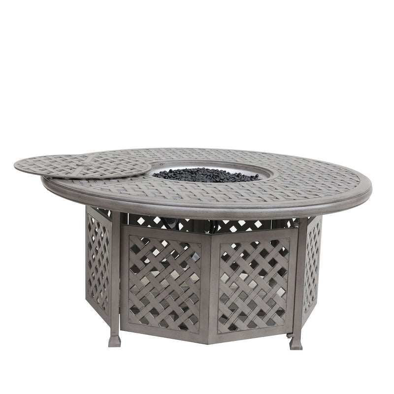 Cast Aluminum Propane Gas Firepit Table, Chat Height - Gray