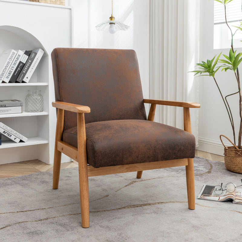 Wide Classic Mid-Century Modern Arm Chair - Light Brown