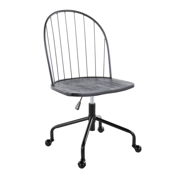 Riley - Farmhouse Adjustable High Back Office Chair - Black