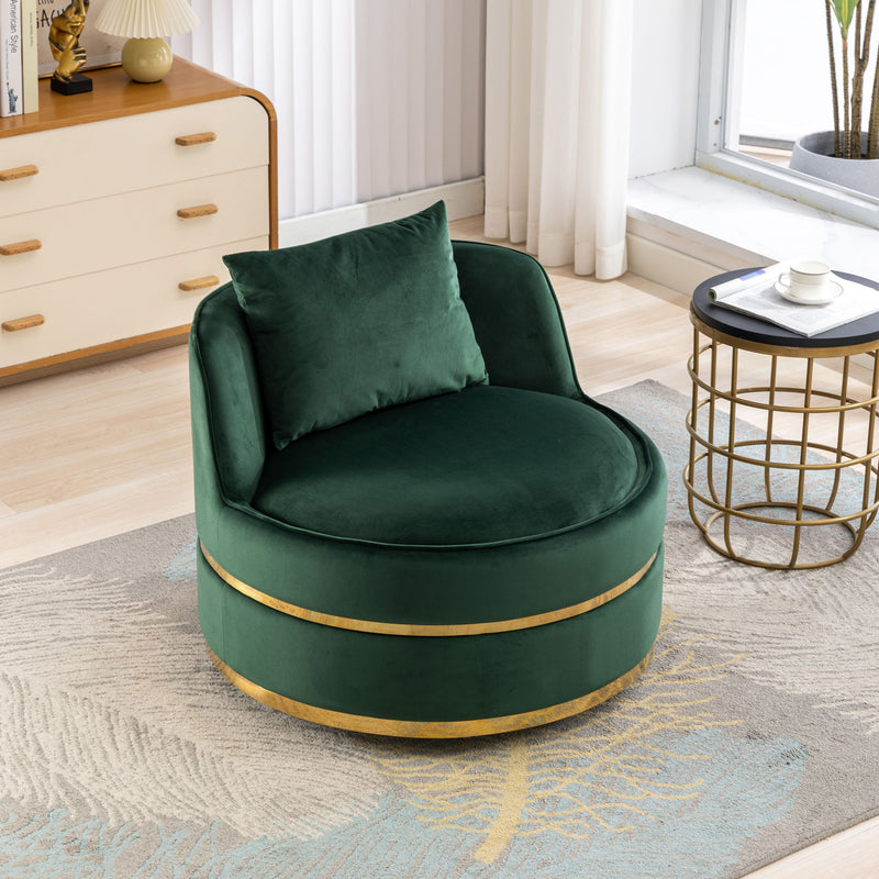 360° Swivel Accent Chair Velvet Modern Upholstered Barrel Chair Over-Sized Soft Chair With Seat Cushion For Living Room