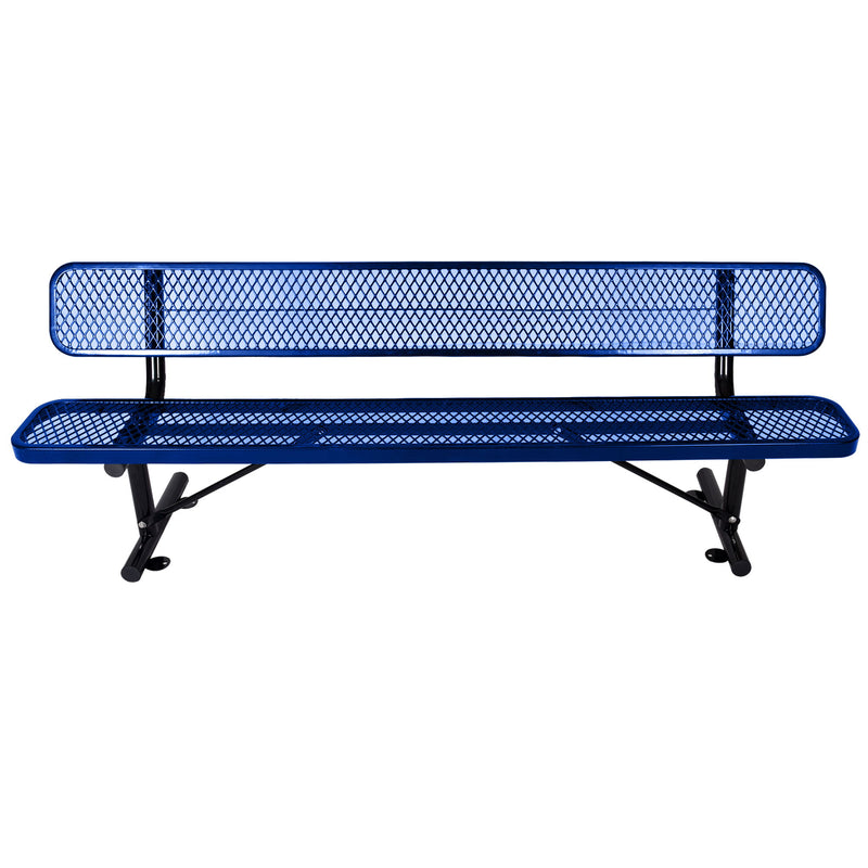 6' Outdoor Steel Bench With Backrest