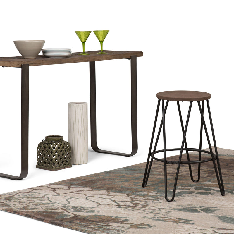 Simeon - Multifunctional Metal Stool With Wood Seat