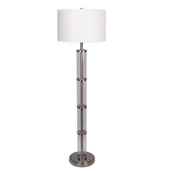 Nimbus - Floor Lamp With 3Way Rotary Switch Clear Body Base - Silver Gray / White