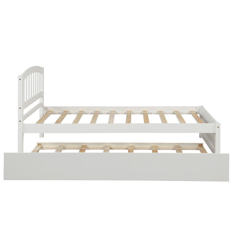 Twin Size Platform Bed Wood Bed Frame With Trundle