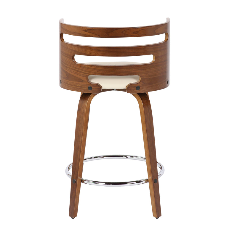 Cosini - Mid Century Modern Fixed Height Counter Stool With Footrest With Swivel (Set of 2)