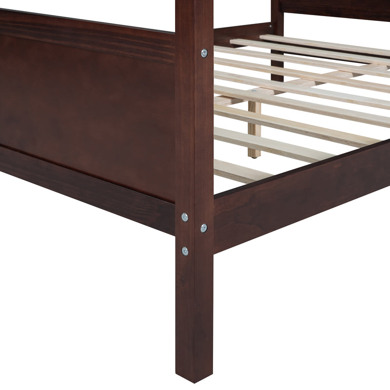 Queen Size Canopy Platform Bed with Headboard and Footboard,Slat Support Leg - Espresso(OLD SKU:LT001912AAP)