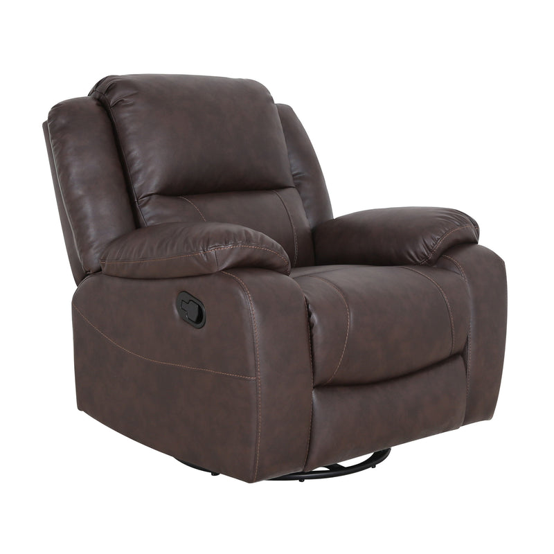 Wide - Faux Leather Manual Swivel Standard Recliner - Dark Brown