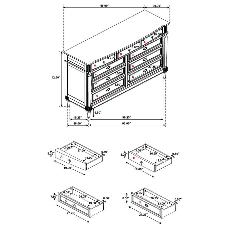 Alderwood - 9-Drawer Dresser - French Gray