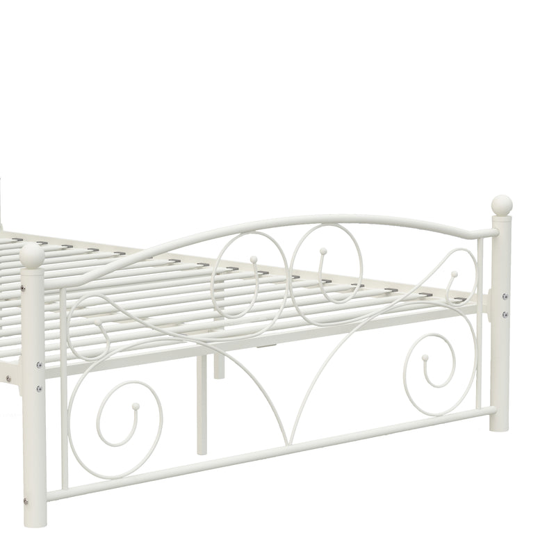 Queen  Size Unique Flower Sturdy System Metal Bed Frame with Headboard and Footboard