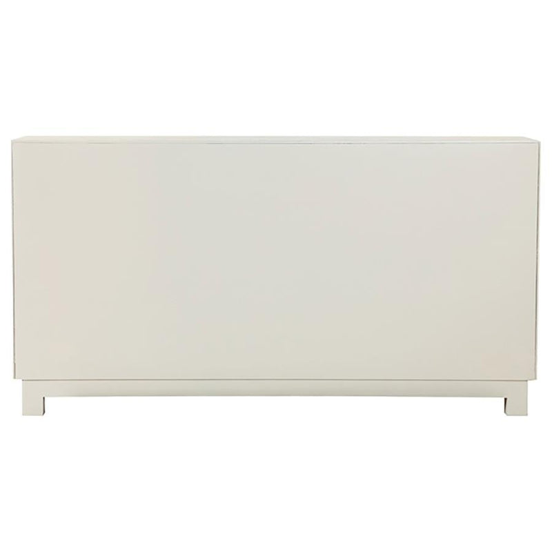 Voula - 4 Door Wood Accent Storage Cabinet - White And Gold - Atlantic Fine Furniture Inc