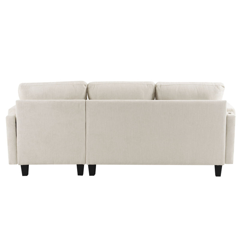 L Shaped Sofa Sectional Couch Sofa Bed With Two USB Ports, A Movable Ottoman And A Reversible Chaise Lounge For Living Room