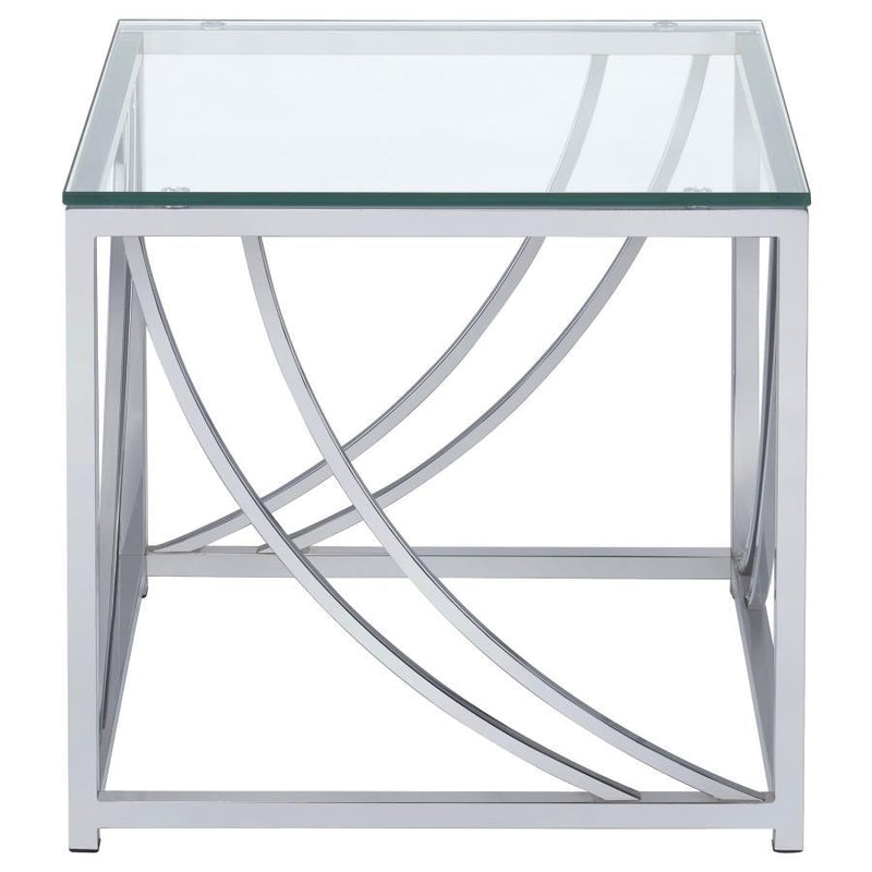 Lille - Square Glass Top Side End Table - Chrome - Atlantic Fine Furniture Inc