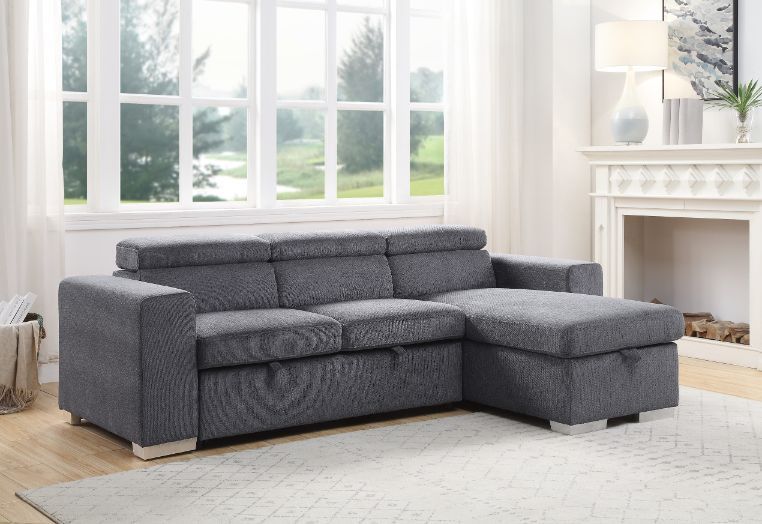 Natalie - Sectional Sofa - Gray Chenille