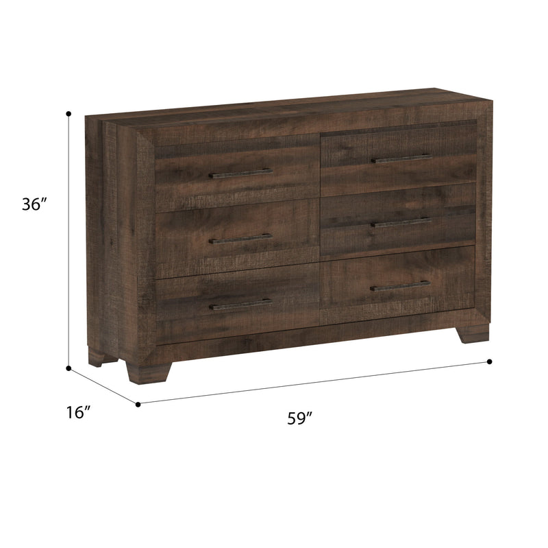 Plinz - 6 Drawer Dresser - Brown