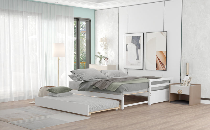 Twin or Double Twin Daybed with Trundle,White