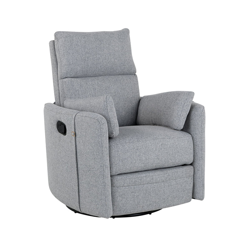 Upholstered Swivel Recliner Manual Rocker Recliner Chair Baby Nursery Chair With Two Removable Pillows For Living Room