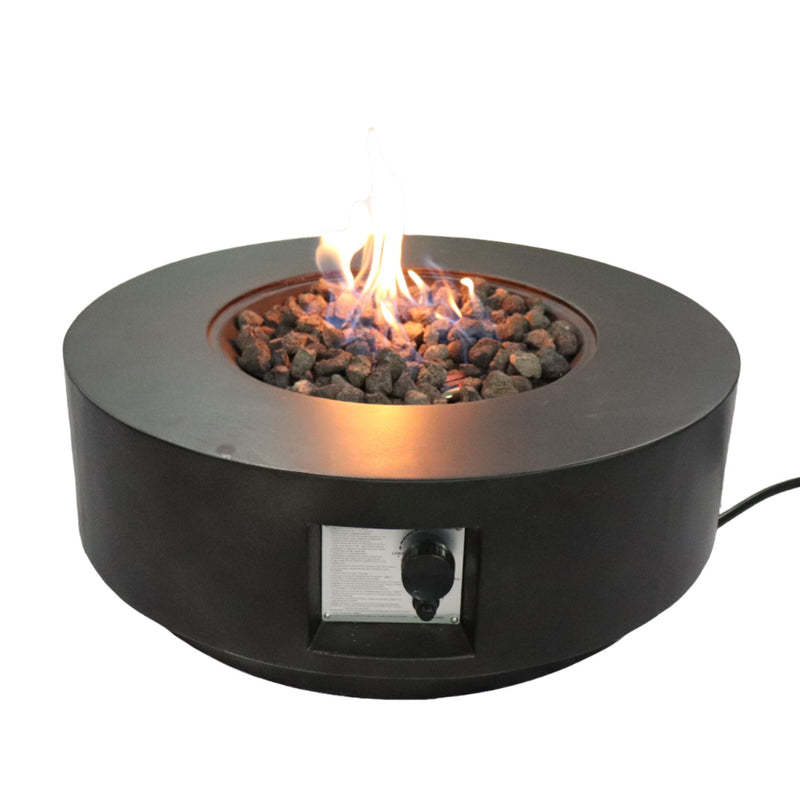 Fiber Reinforced Propane Gas Outdoor Fire Pit Table With Lid - Charcoal