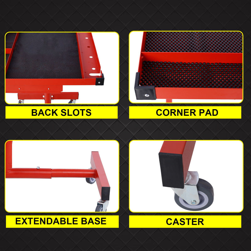 Adjustable Tear Down Work Table With Drawer For Garages, Repair Shops, And Diy, Portable, (4) 2.5" Swivel Casters, 220 Pound Capacity, Rubber Corners, Heavy Duty Steel