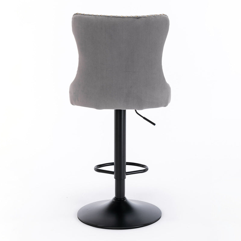 Swivel Velvet Barstools Adjusatble Seat Height, Modern Upholstered Bar Stools With Backs Comfortable Tufted For Home Pub And Kitchen Island (Set of 2)