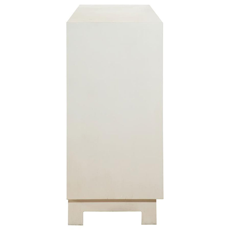 Voula - 4 Door Wood Accent Storage Cabinet - White And Gold - Atlantic Fine Furniture Inc