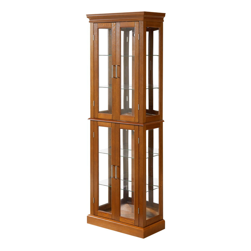 Curio Cabinet Lighted Curio Diapaly Cabinet With Adjustable Shelves And Mirrored Back Panel, Tempered Glass Doors (6 Tier), (E26 Light Bulb Not Included)