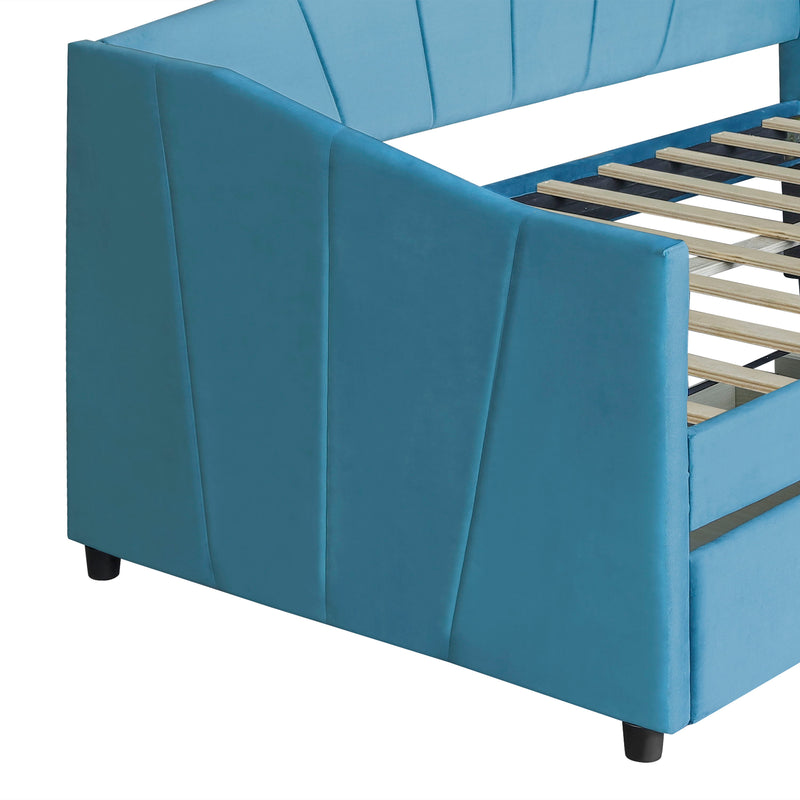 Upholstered Daybed With Two Drawers And Wood Slat