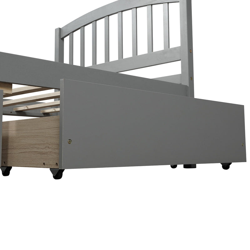 Platform Storage Bed Wood Bed Frame With Two Drawers And Headboard