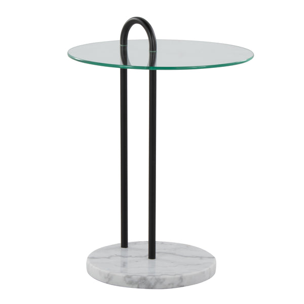 Claire - Contemporary / Glam Side Table - Black / Clear