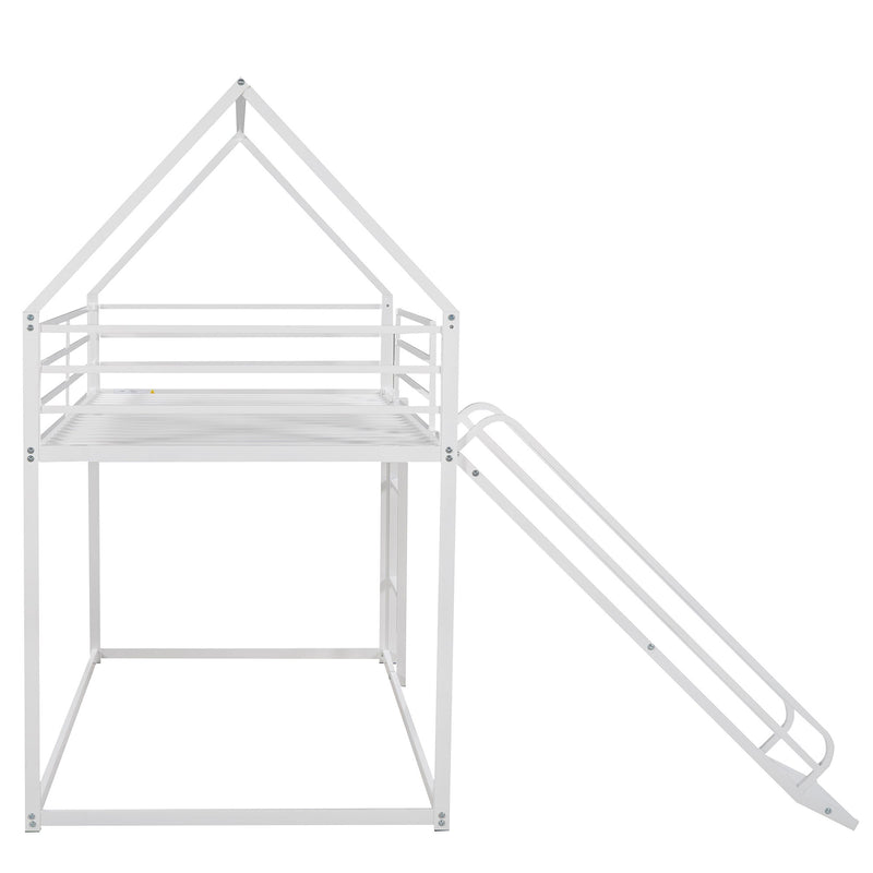 Twin Over Twin House Bunk Bed With Ladder And Slide