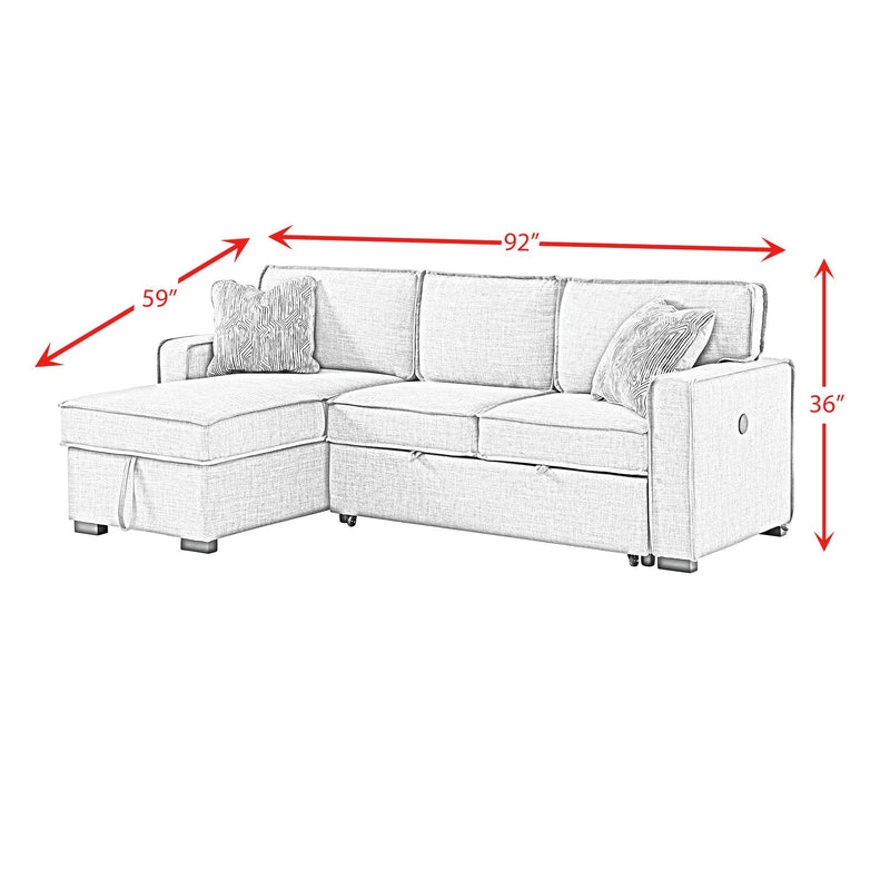 Caracas - Sectional Sleeper Chofa With Pull Bed, Drop Table & USB