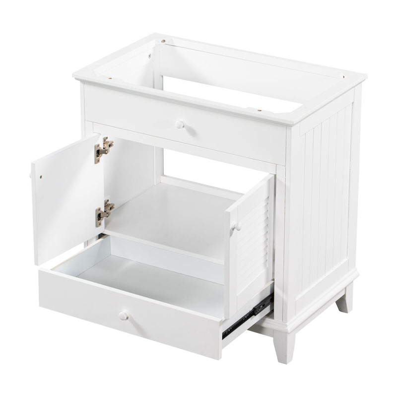 Bathroom Vanity Base Without Sink, Bathroom Cabinet With Two Doors And One Drawer - White