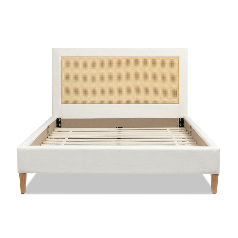 Haley - Upholstered Cane Back Platform Bed