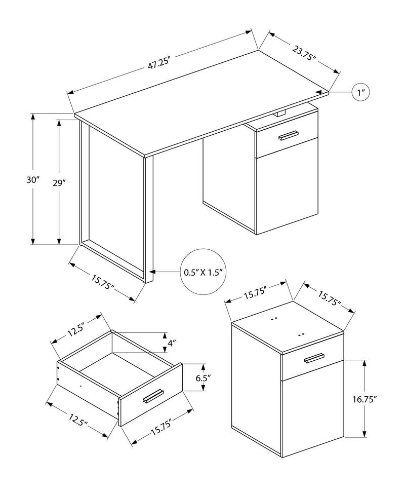 Computer Desk, Home Office, Laptop, Left, Right Set-Up, Storage Drawers, Work, Marble Look Laminate, Contemporary, Modern - White