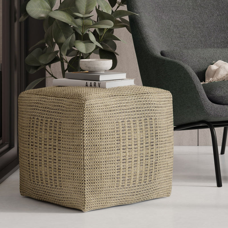 Delilah - Square Woven Pouf - Natural